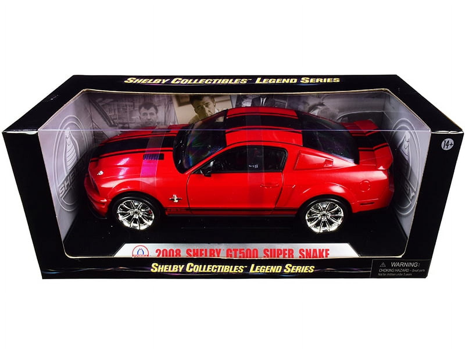Picture of Shelby Collectibles SC313 Series 1-18 Diecast Model Car with Stripes Shelby Collectibles Legend for 2008 Ford Shelby Mustang GT500 Super&#44; Snake Red & Black