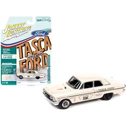 Picture of Johnny Lightning JLMC025-JLSP139B Series 0.16 4 Diecast Model Car for 1964 Ford Thunderbolt Tasca Ford Tribute Wimbledon White with Race Graphics Limited Edition To Worldwide Mus USA - 3508 Pieces