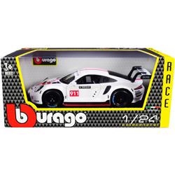 Picture of Bburago 28013w Series 1-24 Diecast Model Car for Porsche 911 RSR GT No. 911 White Race Series