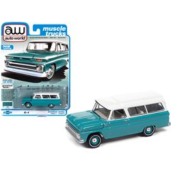 Picture of Autoworld 64302-AWSP060A Series 0.16 4 Diecast Model Car for 1965 Chevrolet Suburban Light Green with White Top Muscle Trucks Limited Edition To Worldwide - 14704 Pieces
