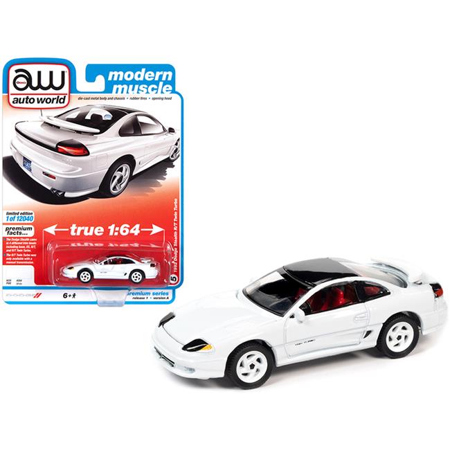 Picture of Autoworld 64302-AWSP063A Series 0.16 4 Diecast Model Car for 1992 Dodge Stealth R-T Twin Turbo White with Black Top & Red Interior Modern Muscle Limited Edition To Worldwide - 12040 Pieces