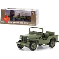 Picture of Greenlight 86594 Series 1-43 Diecast Model Car for 1950 Willys M38 Jeep Army Green Mash 1972-1983 TV