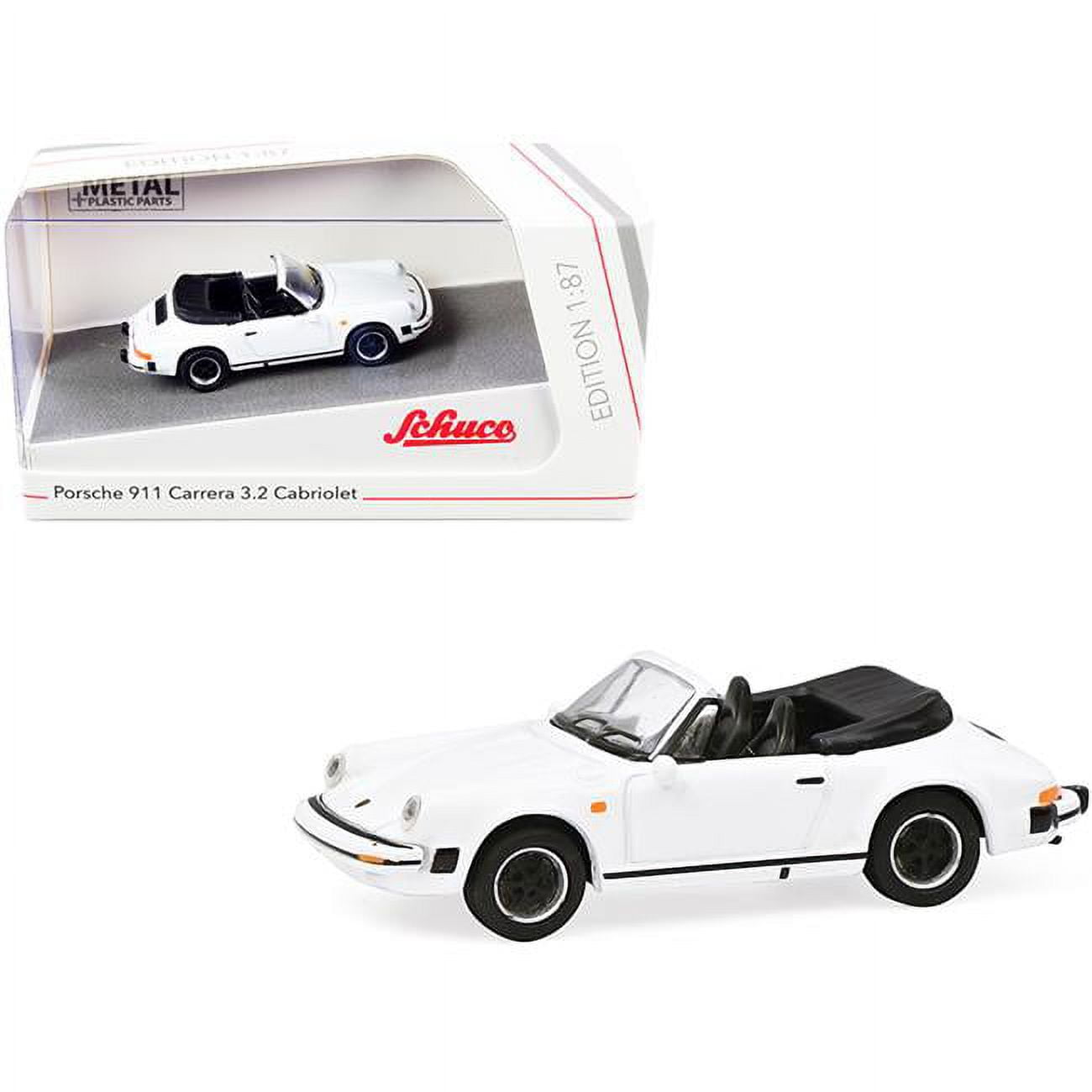 Picture of Schuco 452659800 1-87 HO Diecast Model Car for Porsche 911 Carrera 3.2 Cabriolet, White