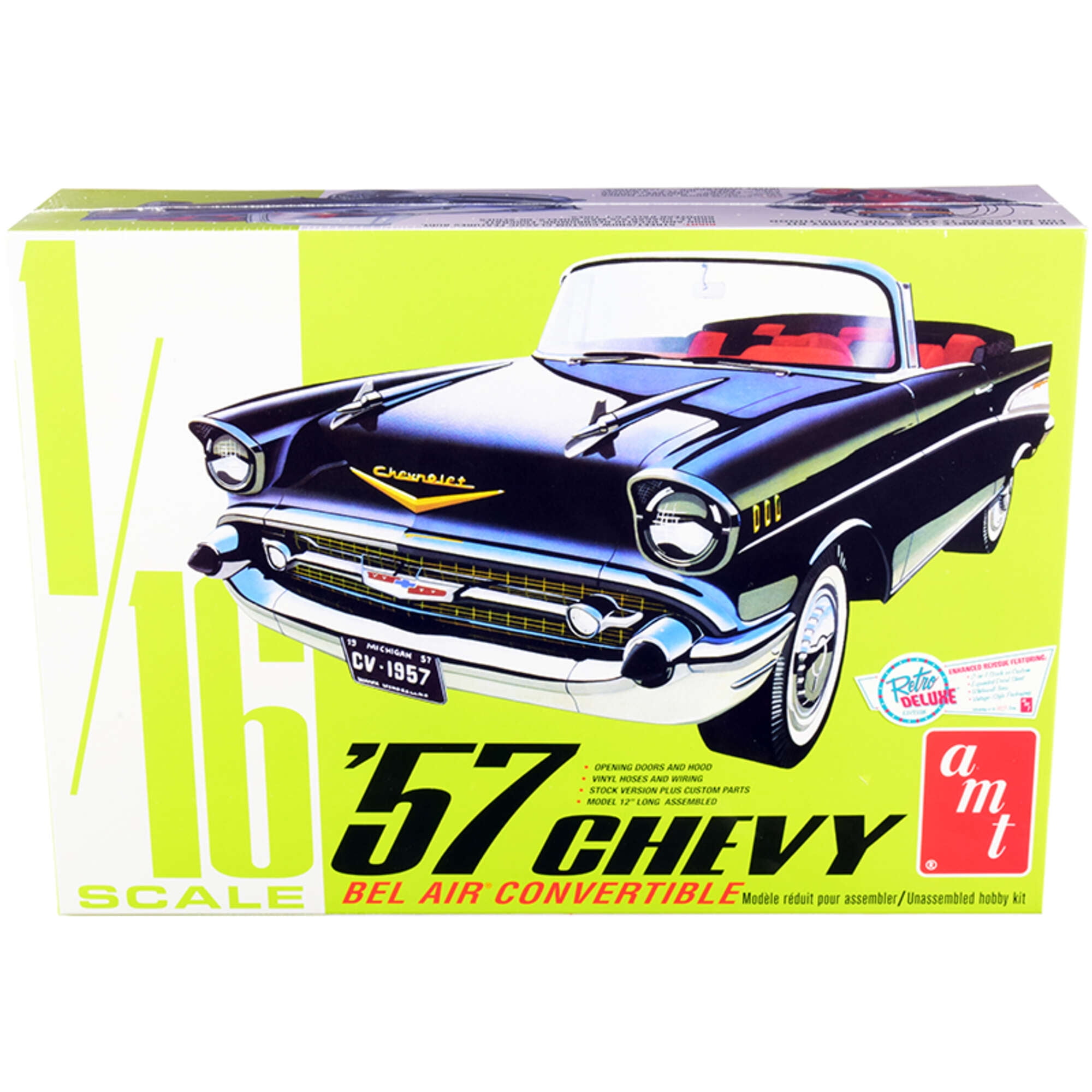 Picture of AMT AMT1159 1-16 Scale Model Car with Skill 3 Model Kit for 1957 Chevrolet Bel Air Convertible 2-in-1 Kit