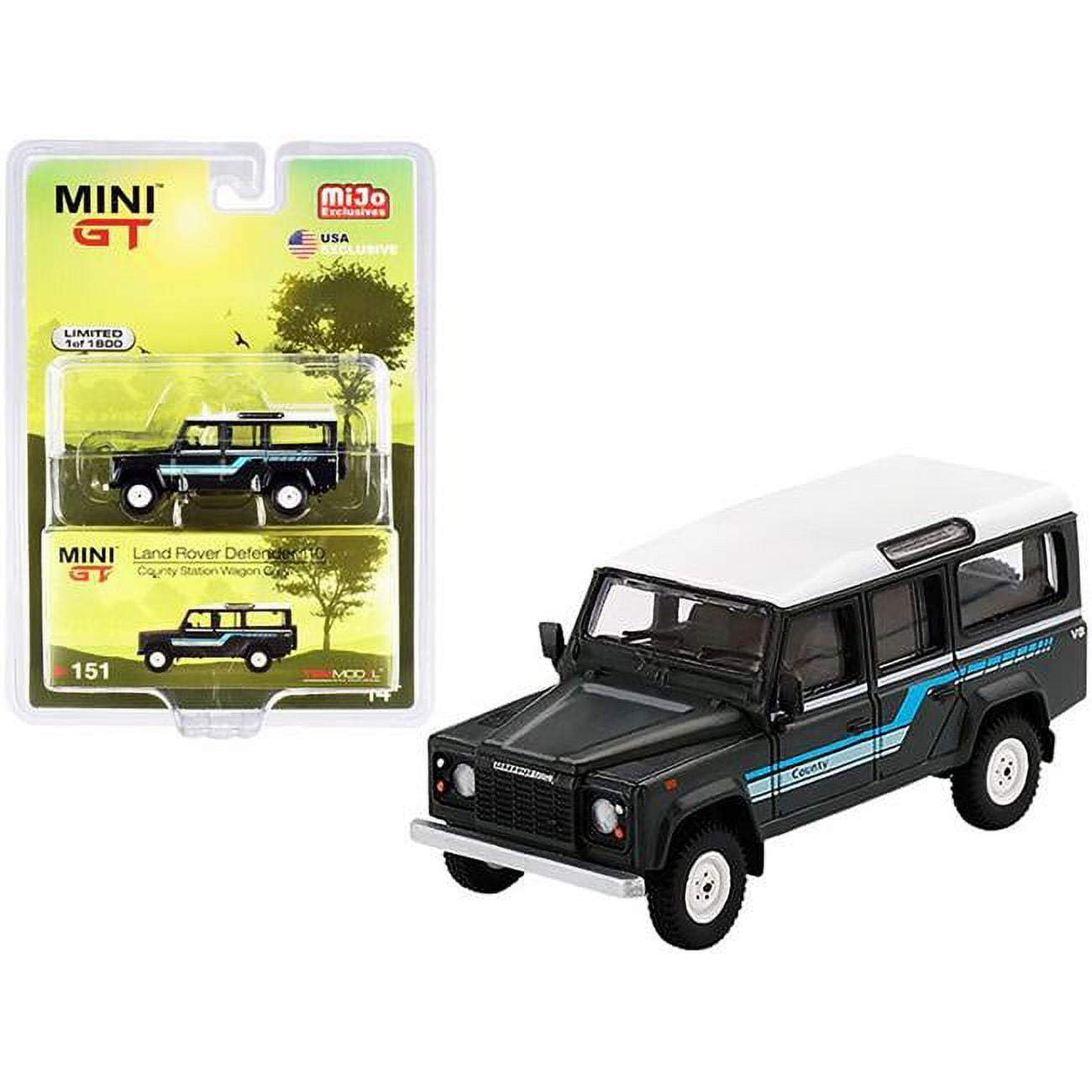 Picture of True Scale Miniatures MGT00151 0.16 4 Diecast Model Car for 1985 Land Rover Defender 110 County Station Wagon Dark Gray with White Top Limited Edition To Worldwide - 1800 Pieces