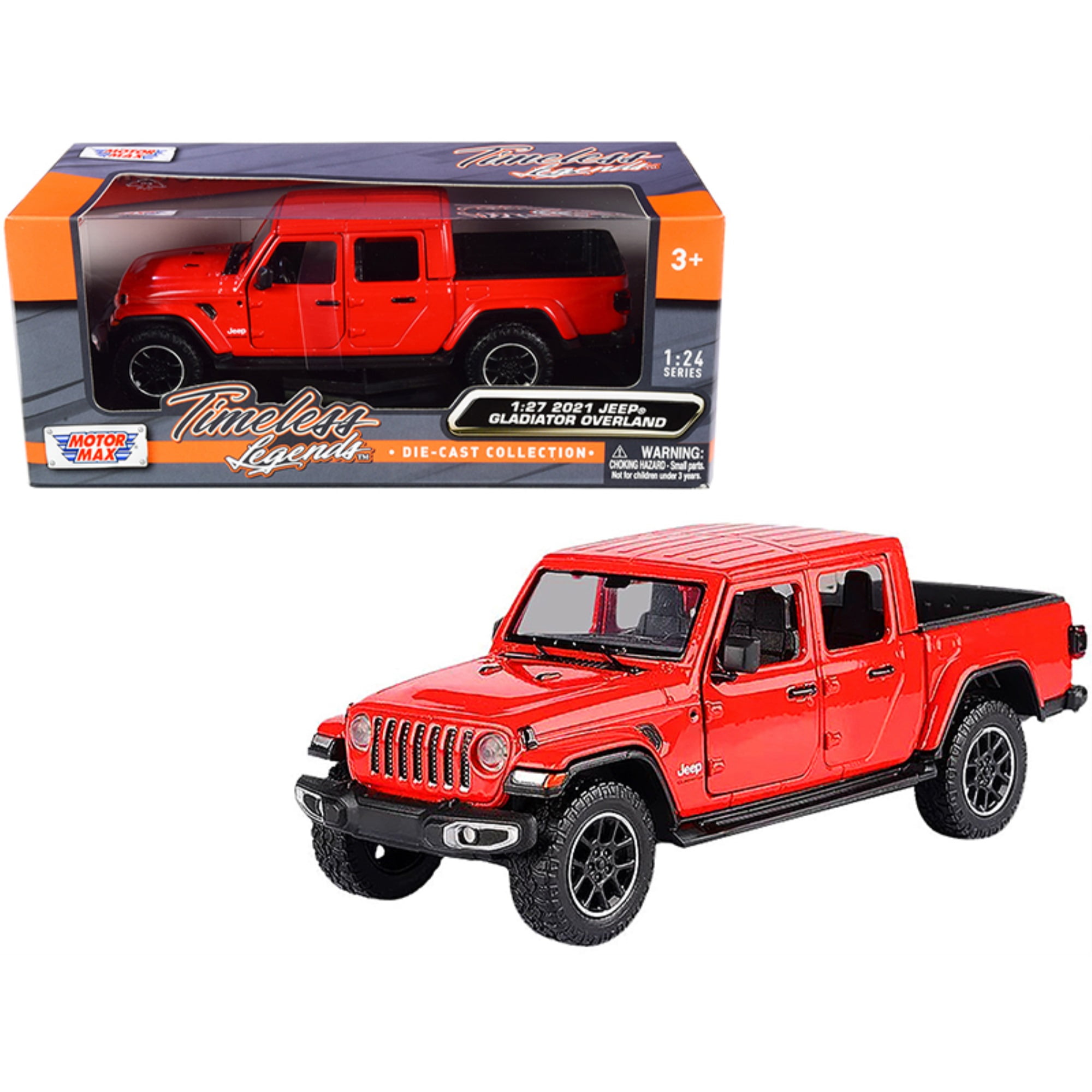 Picture of Motormax 79365r 1-24 & 1-27 Diecast Model Car for 2021 Jeep Gladiator Overland Closed Top Pickup Truck&#44; Red