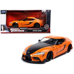 Picture of Jada 32097 1-24 Diecast Model Car for Toyota Supra Orange with Black Stripes Fast & Furious 9 F9 2021 Movie