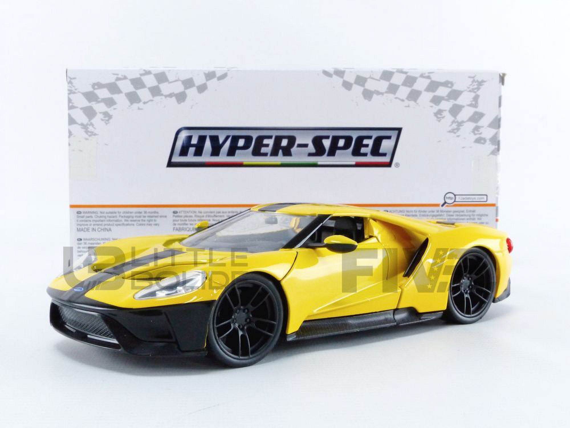 Picture of Jada 32257 Series 1-24 Diecast Model Car for 2017 Ford GT Yellow with Black Stripe Hyper-Spec