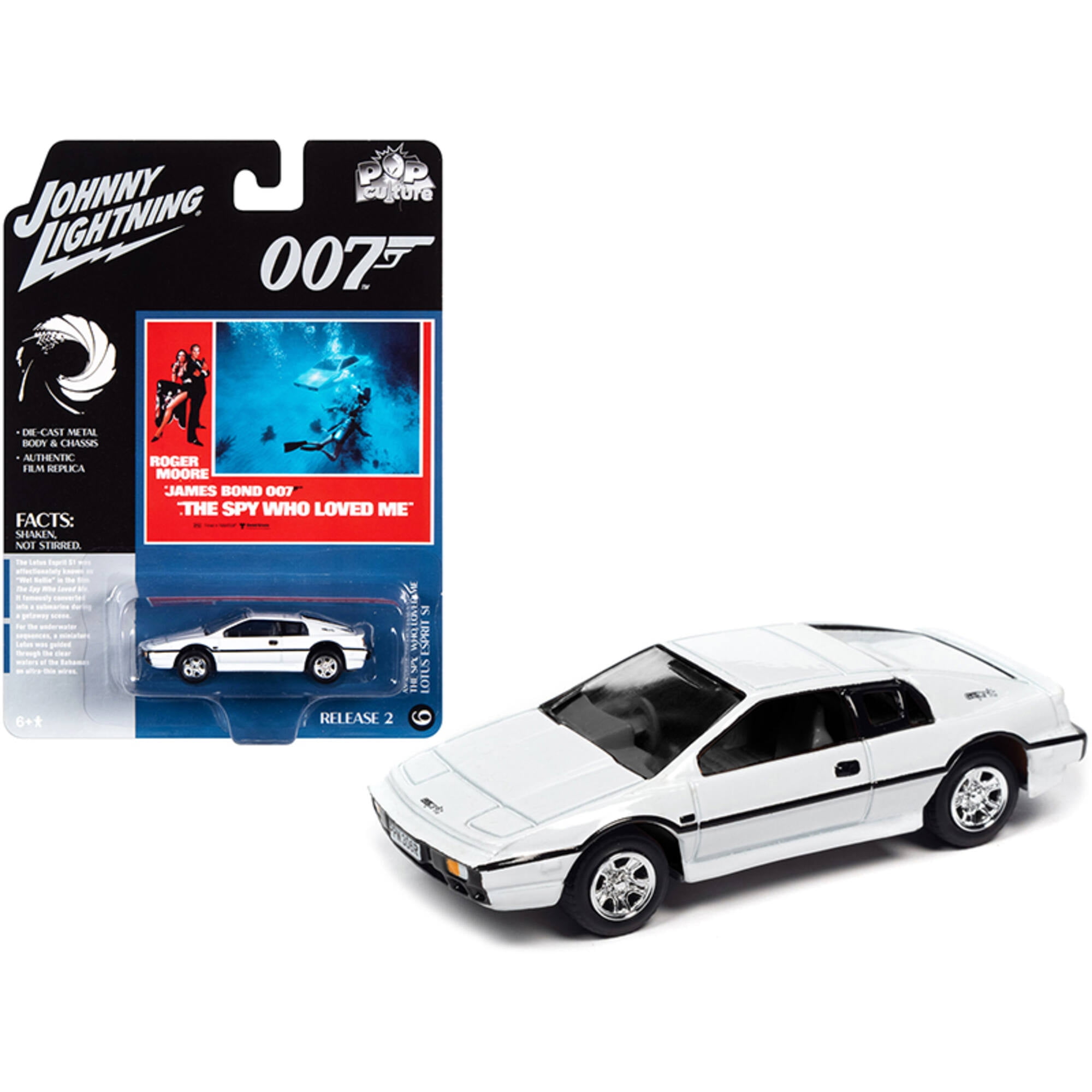 Picture of Johnny Lightning JLPC002-JLSP127 Series 0.16 4 Diecast Model Car for Lotus Esprit S1 White James Bond 007 The Spy Who Loved Me 1977 Movie Pop Culture