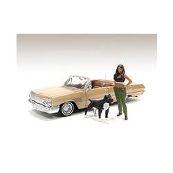 Picture of American Diorama 76376 2.75 in. Lowriderz Figurine IV & A Dog for 1 by 24 Scale Models&#44; Black & Green