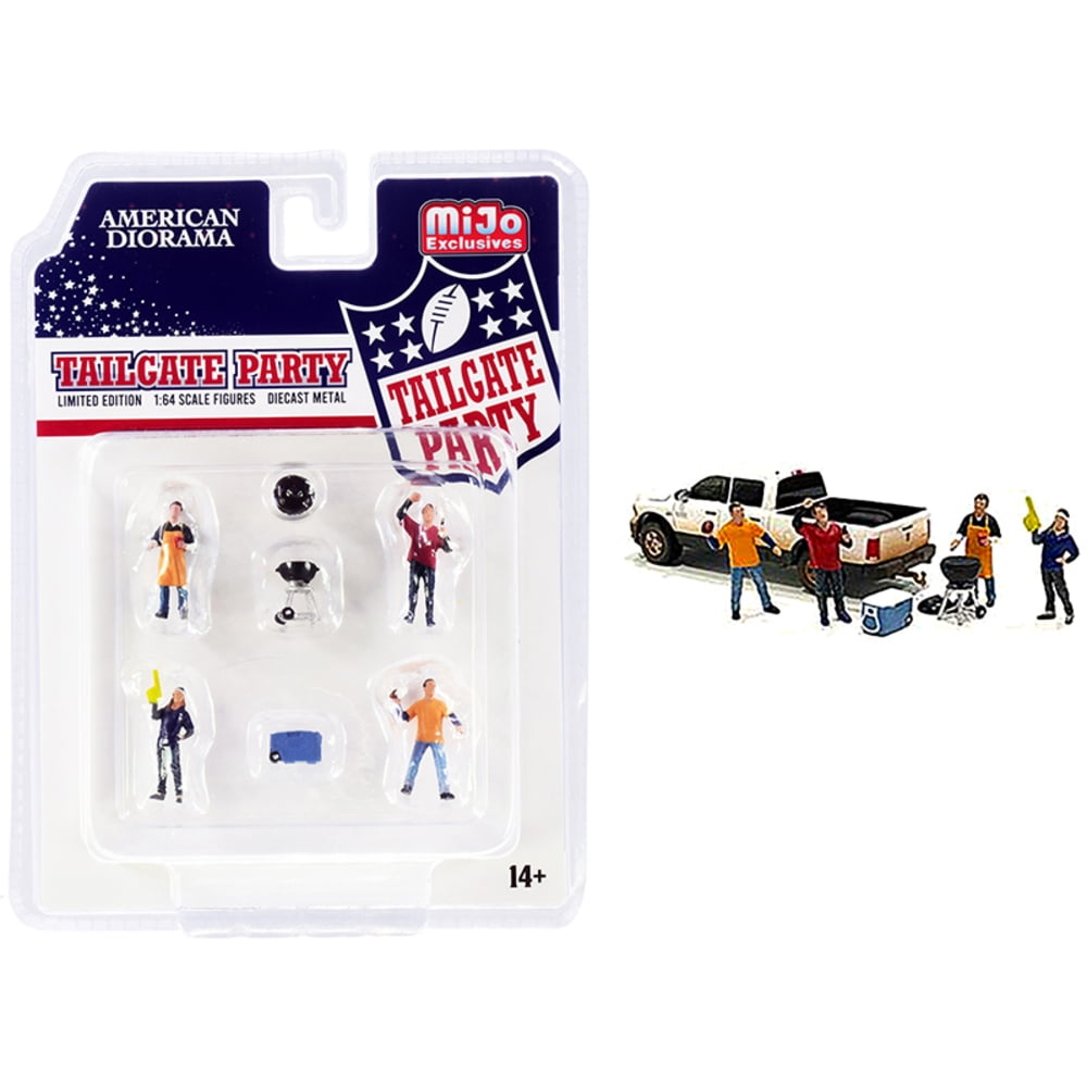 Picture of American Diorama AD76470 1 in. Tailgate Party Diecast 4 Figurines & 2 Accessories for 1 by 64 Scale Models - Set of 6