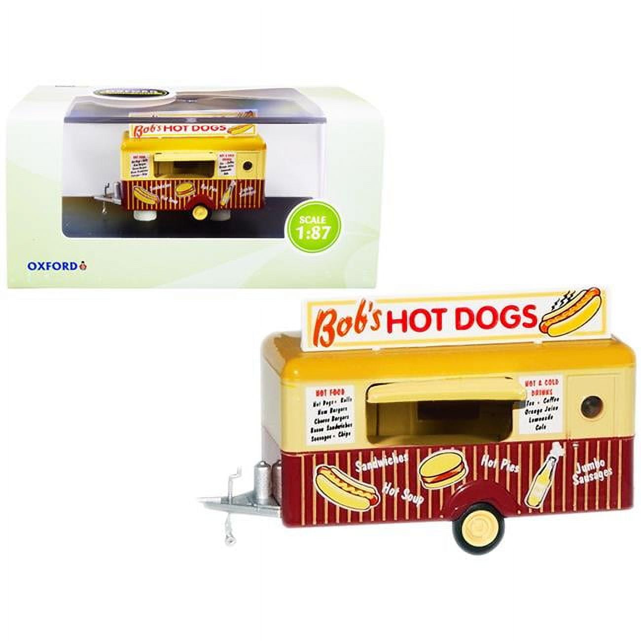 87TR001 2.75 in. Bobs Hot Dogs Mobile Food Trailer 1 by 87 HO Scale Diecast Model