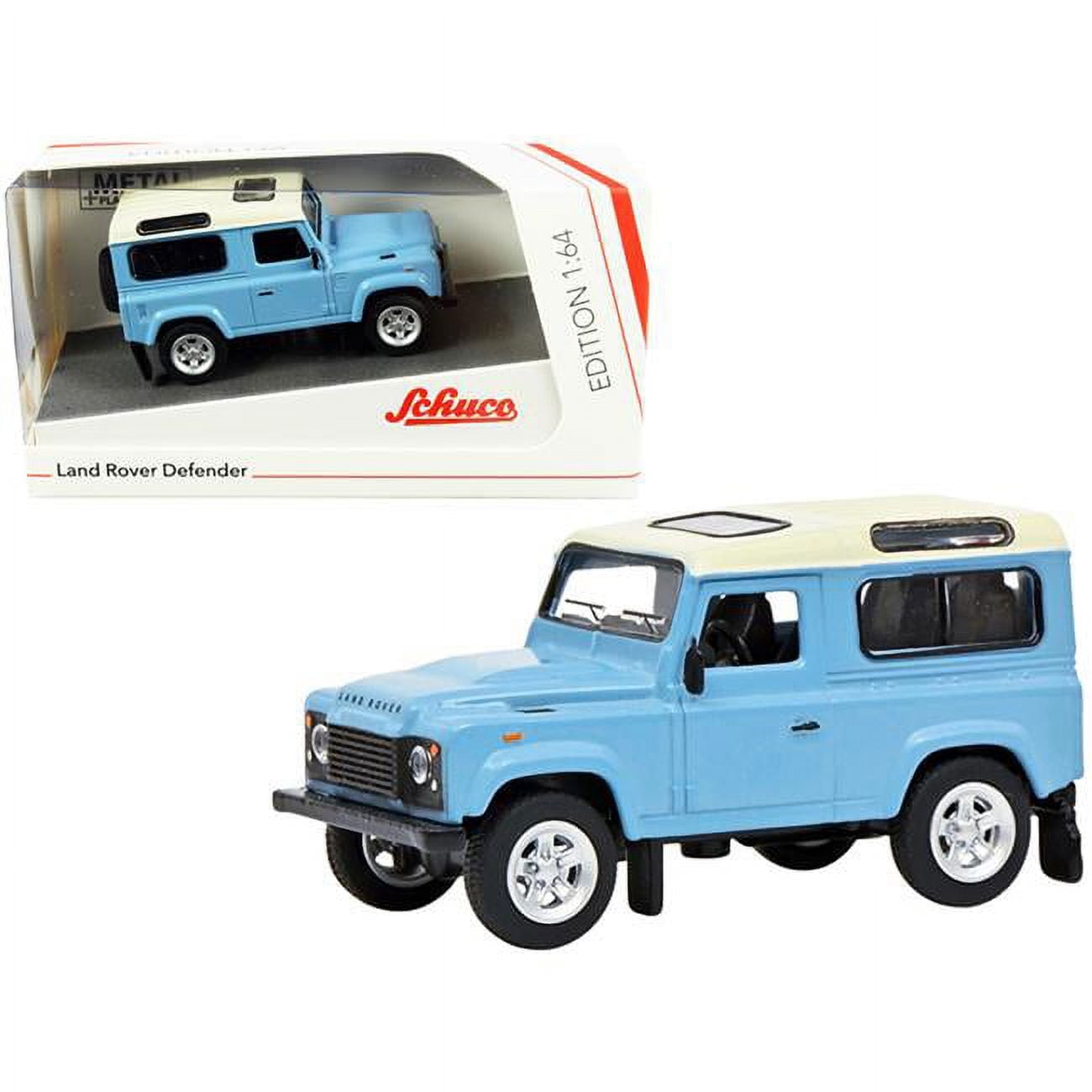 452027500 2.5 in. Light Blue with Cream Top 1 by 64 Diecast Model Car for Land Rover Defender
