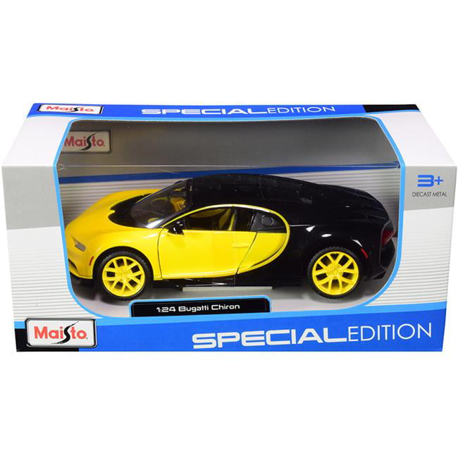 1 by 24 Diecast Model Car for Bugatti Chiron, Yellow & Black