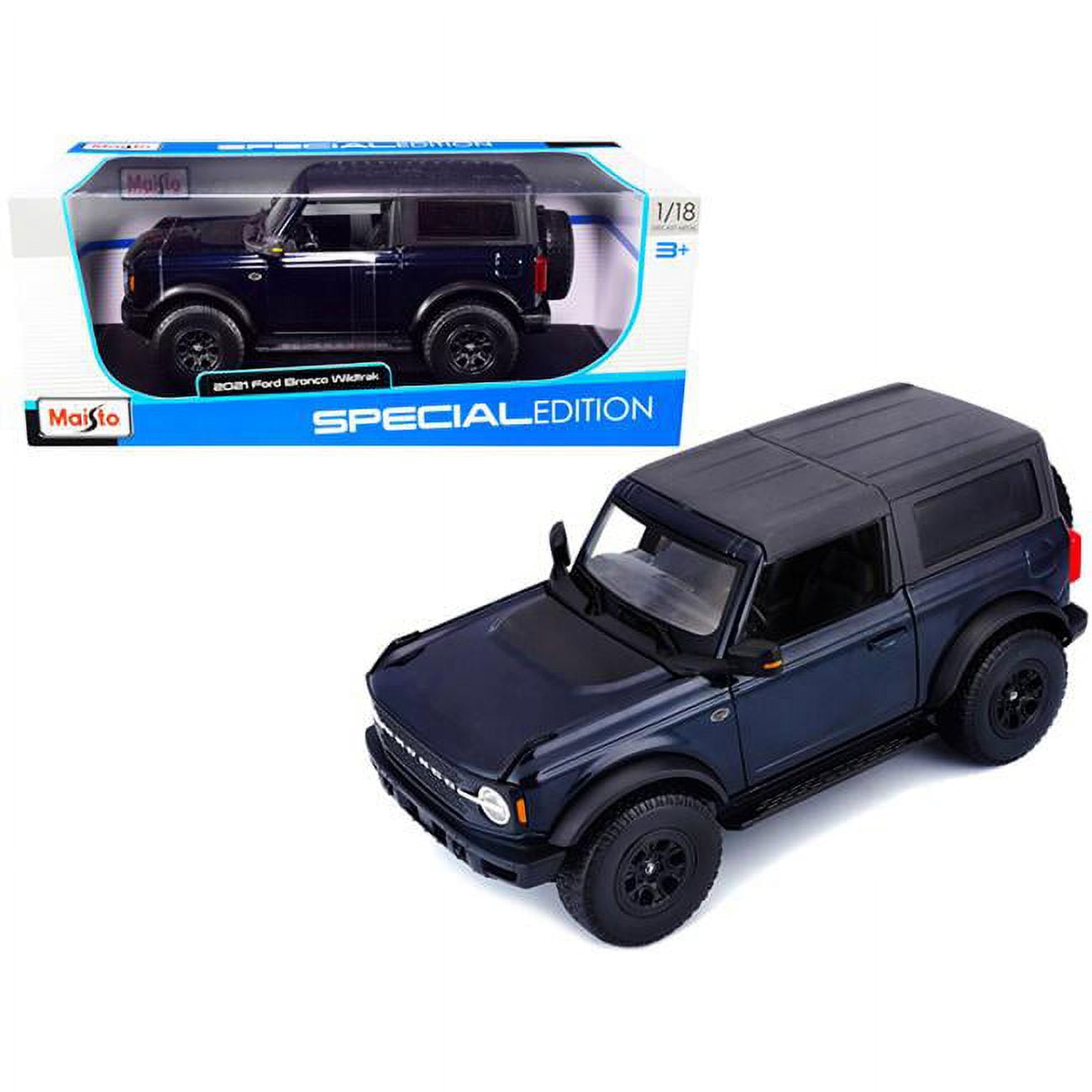 Maisto  Dark Blue Metallic with Dark Gray Top Special Edition 1 by 18 Diecast Model Car for 2021 Ford Bronco Wildtrak -  Maisto International Inc, MA94536