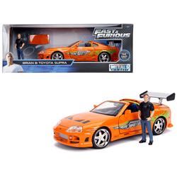 Picture of Jada 30738 2.75 in. Metallic with Brian Diecast Figurine Fast & Furious Movie 1 by 24 Diecast Model Car for 1995 Toyota Supra&#44; Orange