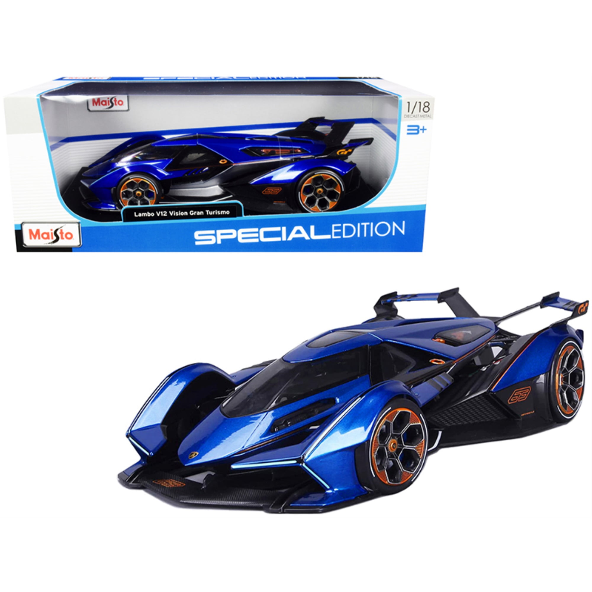 Maisto 31454bl Metallic 1 by 18 Diecast Model Car for Lamborghini V12 Vision Gran Turismo, Blue