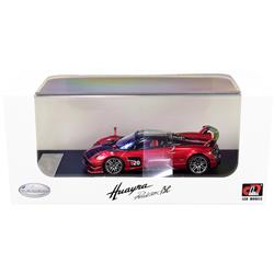 LCD64011r Pagani Huayra Roadster BC Red Metallic & Carbon with Red & White Stripes 1-64 Scale Diecast Model Car -  LCD Models