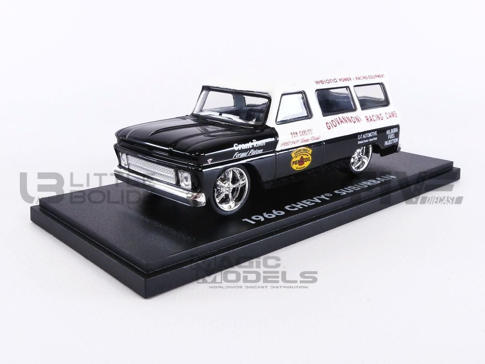 86347 1-43 Scale Don Garlits Speed Shop Tampa Florida Giovannoni Racing Cams 1966 Chevrolet Suburban Diecast Model Car, Black & White -  GreenLight