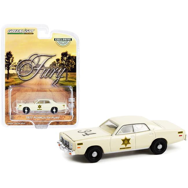 Picture of Greenlight 30316 3.5 in. No 34 1-64 Scale 1977 Plymouth Fury Riverton Sheriff Hazzard County Hobby Exclusive Diecast Model Car&#44; Cream