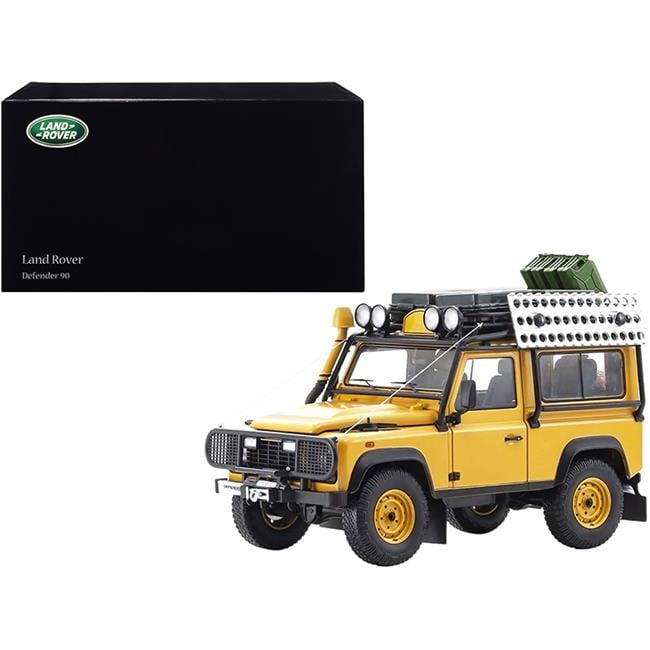 08901CT 1-18 Scale Land Rover Defender 90 Diecast Model Car with Roof Rack & Accessories, Yellow -  Kyosho