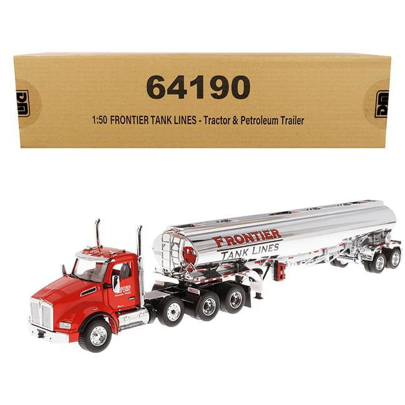 Picture of Diecast Masters 64190 1-50 Scale Kenworth T880 SBFA Tandem Day Cab Truck with Pusher Axle & Heil Petroleum Tanker&#44; Red & Chrome