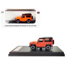 LCD64016or 1-64 Scale Land Rover Defender 90 Works V8 Bright Orange with Black Top 70th Edition Diecast Model Car -  LCD Models