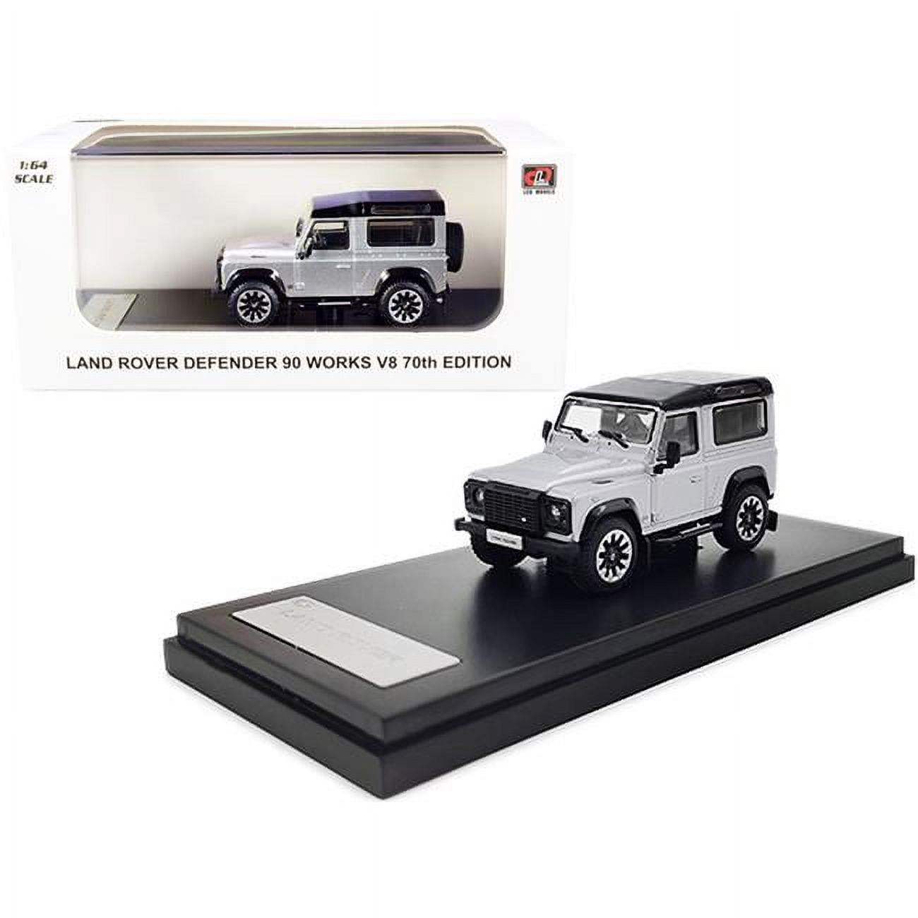 LCD64016s 1-64 Scale Land Rover Defender 90 Works V8 Silver Metallic with Black Top 70th Edition Diecast Model Car -  LCD Models