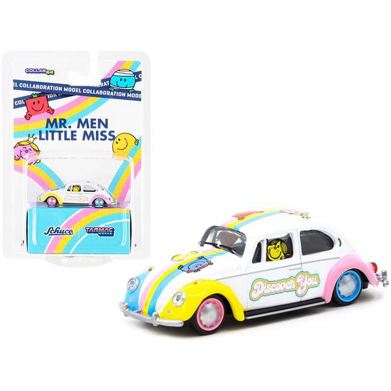 T64S-006-MMLM 1-64 Diecast Volkswagen Beetle Low Rider Mr.Men Little Miss Collaboration Model Car -  Schuco