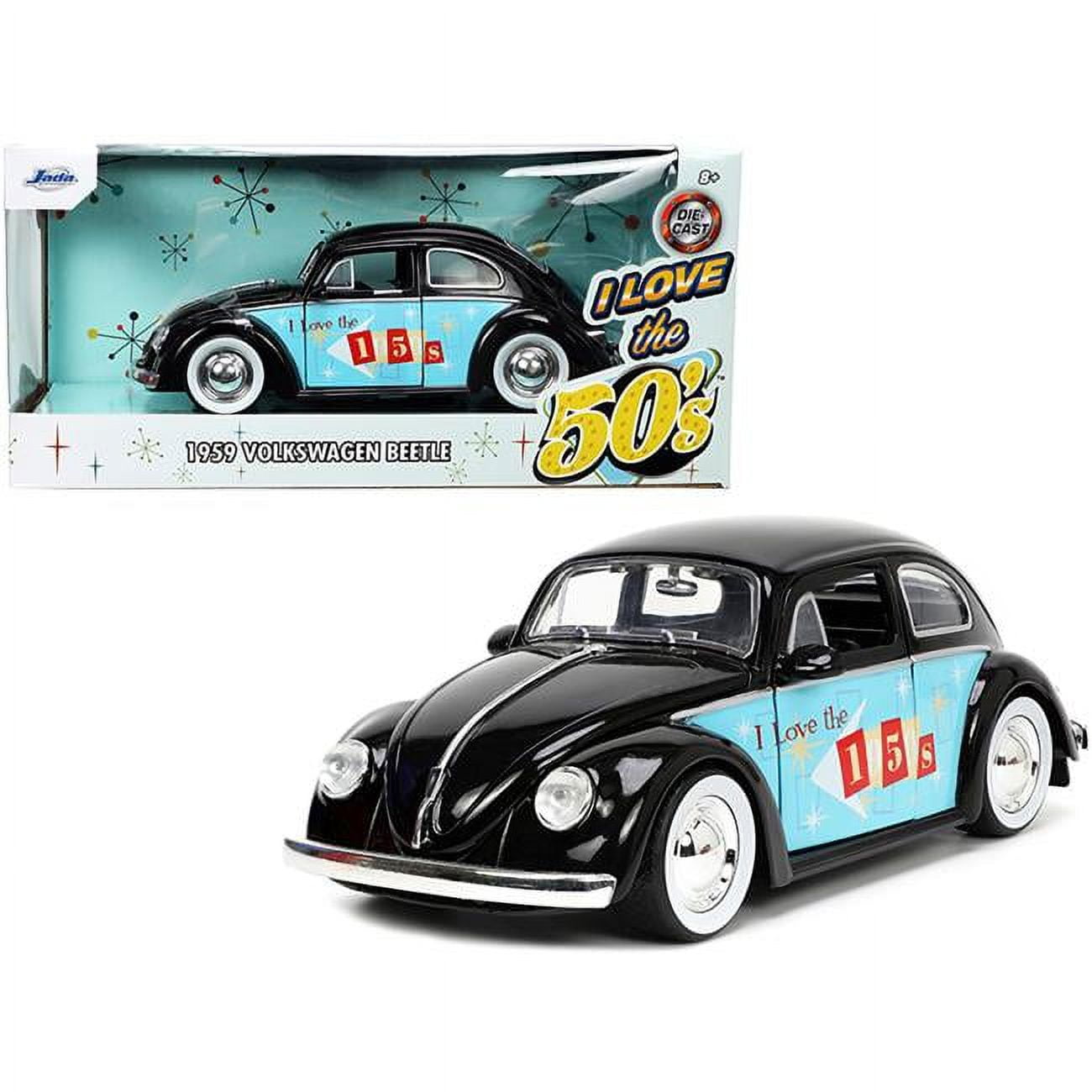 1-24 Diecast Series 1959 Volkswagen Beetle Model Car with I Love the 50s Graphics, Black