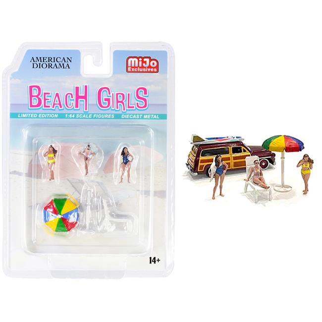 1-64 Scale Beach Girls Diecast Set for Scale Model, 5 Piece