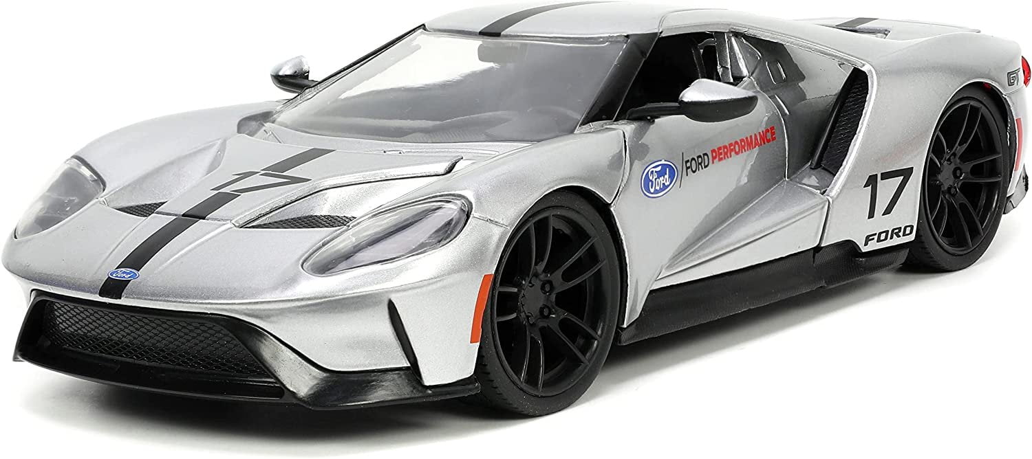 1-24 Scale 2017 Ford GT No 17 Stripes Ford Performance Bigtime Muscle Series Diecast Model Car, Metallic Silver & Black -  Bullicio, BU3477147