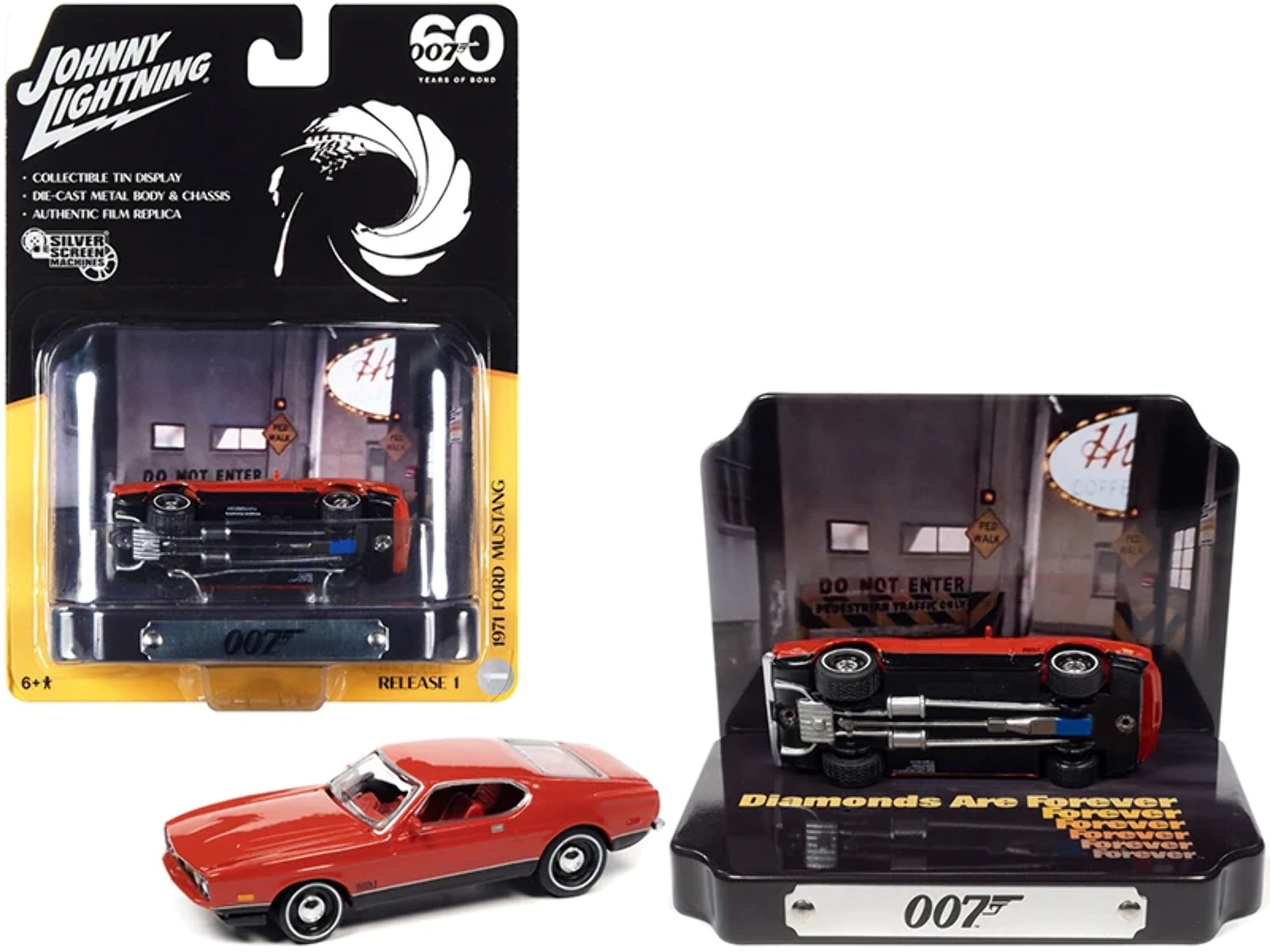 3 in. 1-64 Scale 1971 Ford Mustang Mach 1 with Collectible Tin Display 007 Diamonds Are Forever Movie 60 Years Of Bond Diecast Model Car, Red -  Diecast Dropshipper, JLDR016-FORD