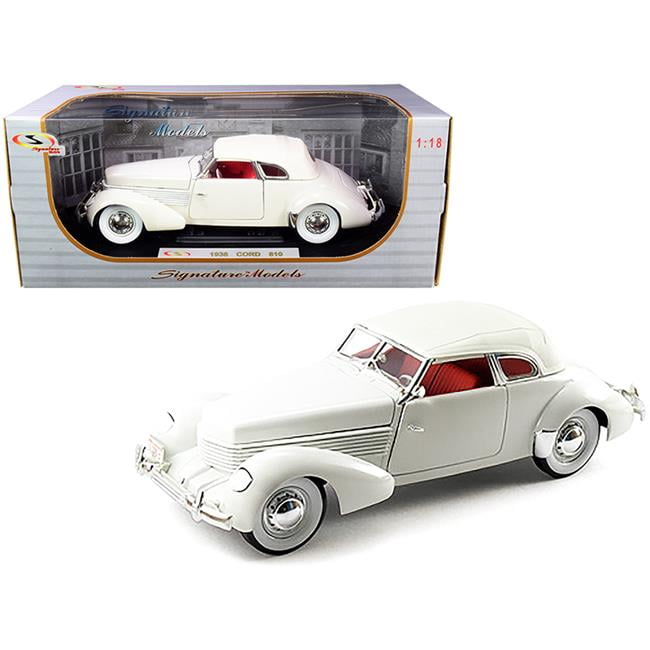 1-18 Scale 1936 Cord 810 Coupe Interior Diecast Model Car, White & Red
