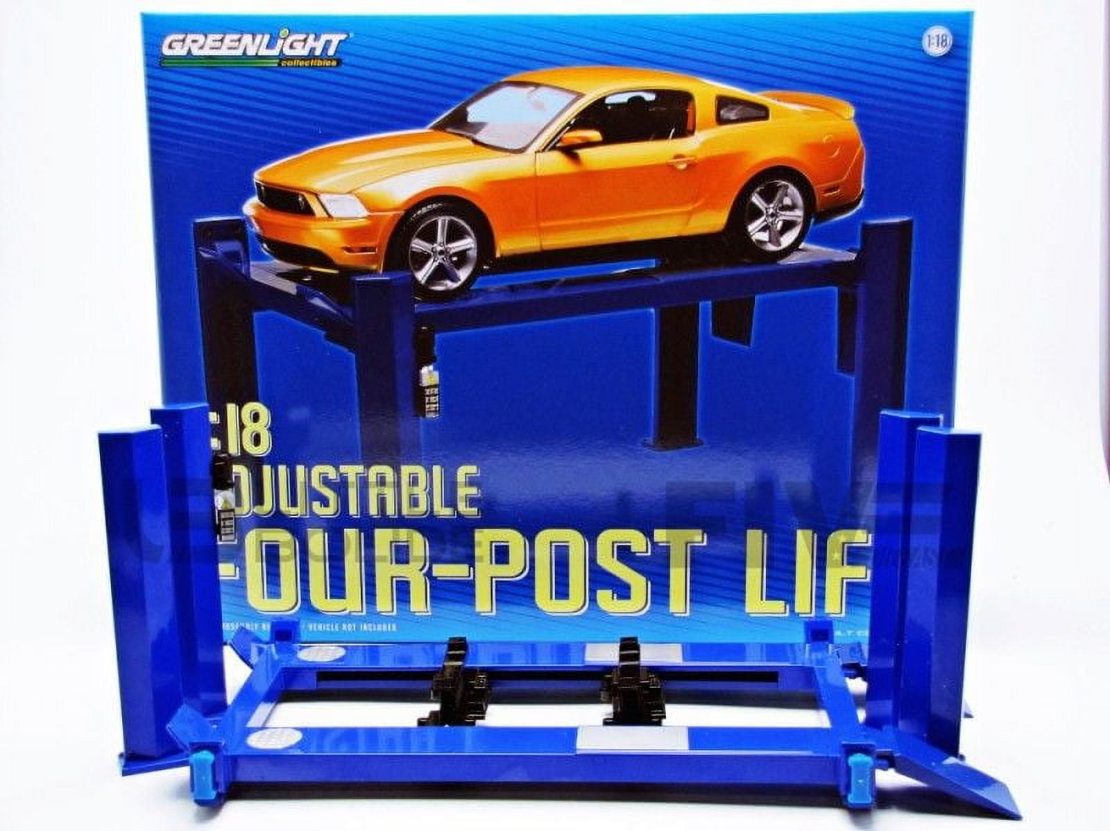 1-18 Scale Adjustable Four Post Lift for Scale Diecast Model Car, Blue