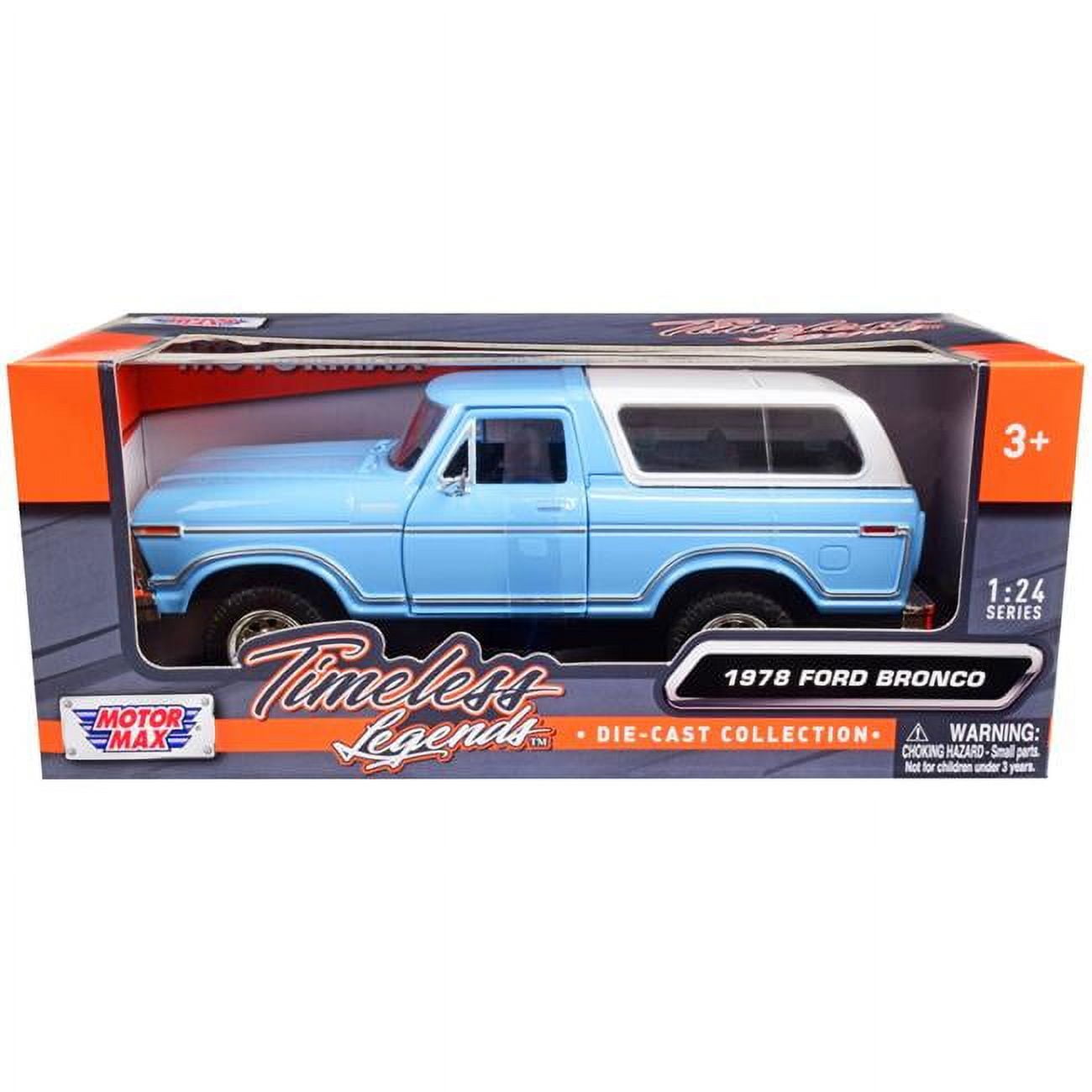 1-24 Scale Diecast 1978 Ford Bronco Custom Timeless Legends Series Model Car, Light Blue & White -  Play4Hours, PL3477164