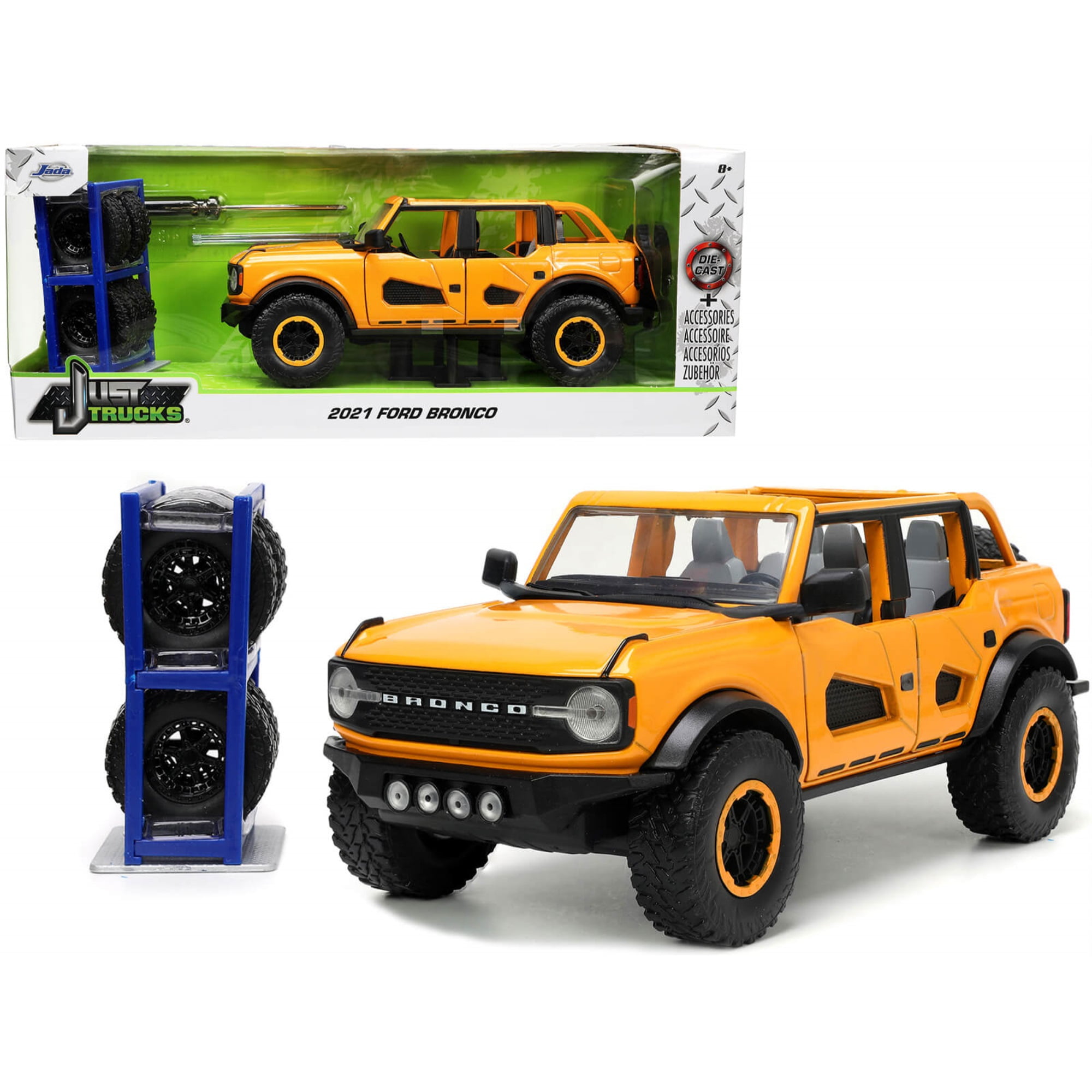 1-24 Scale Diecast 2021 Ford Bronco with Extra Wheels Just Trucks Series Model Car, Metallic Orange -  Endless Games, EN3471561