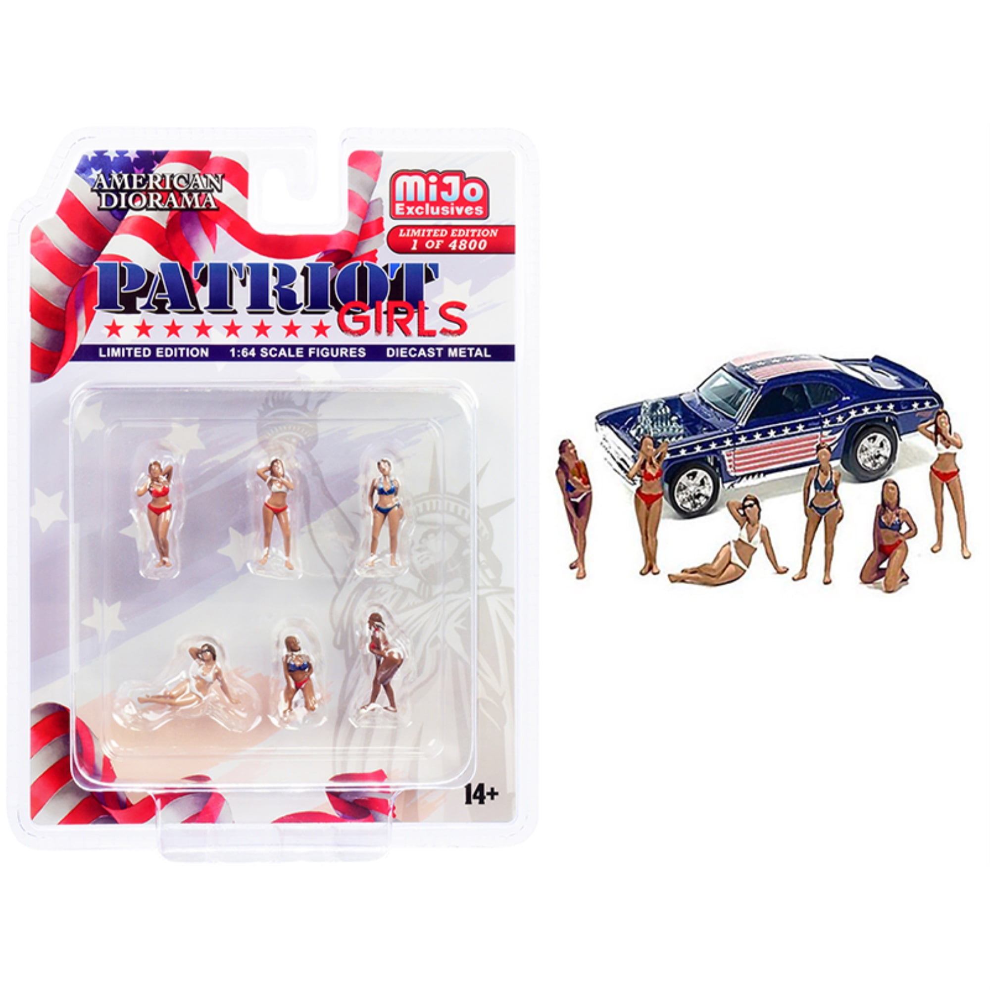 Picture of American Diorama 76498 0.5 x 1 in. 1-64 Scale Diecast Patriot Girls Diecast Figurines Set Limited Edition to Worldwide Model Car, 6 Piece - 4800 Piece