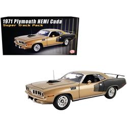 Picture of Acme A1806126 1-18 Scale Diecast 1971 Plymouth Hemi Barracuda Super Track Limited Edition to Worldwide Model Car&#44; Metallic Gold & Matte Black - 912 Piece