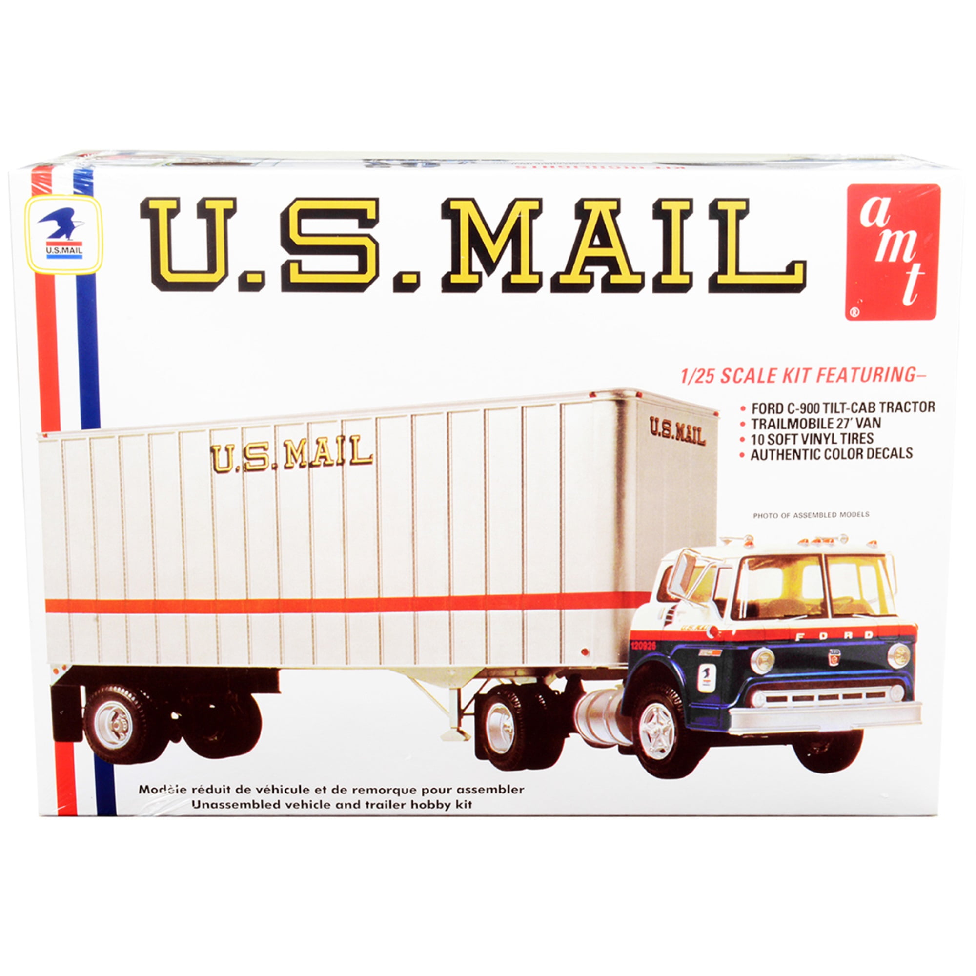 Picture of AMT AMT1326 17 in. Ford C900 Truck Tractor with Trailer USA Mail Plastic Model Kit