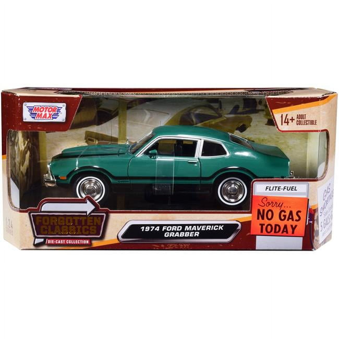 73332grn Green with Black Stripes Forgotten Classics Series 1 by 24 Scale Diecast Model Car for 1974 Ford Maverick Grabber -  MOTORMAX