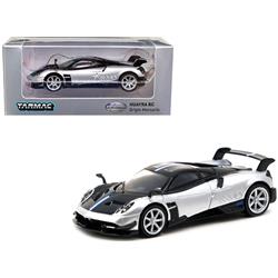 Silver Metallic & Black with Stripes Global64 Series 1 by 64 Scale Diecast Model Car for Pagani Huayra BC Grigio Mercurio -  Toyopia, TO3471841