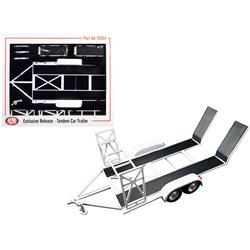 Picture of ACME 18984 Tandem Car Trailer with Tire Rack White 1 by 18 Scale Diecast Model Car