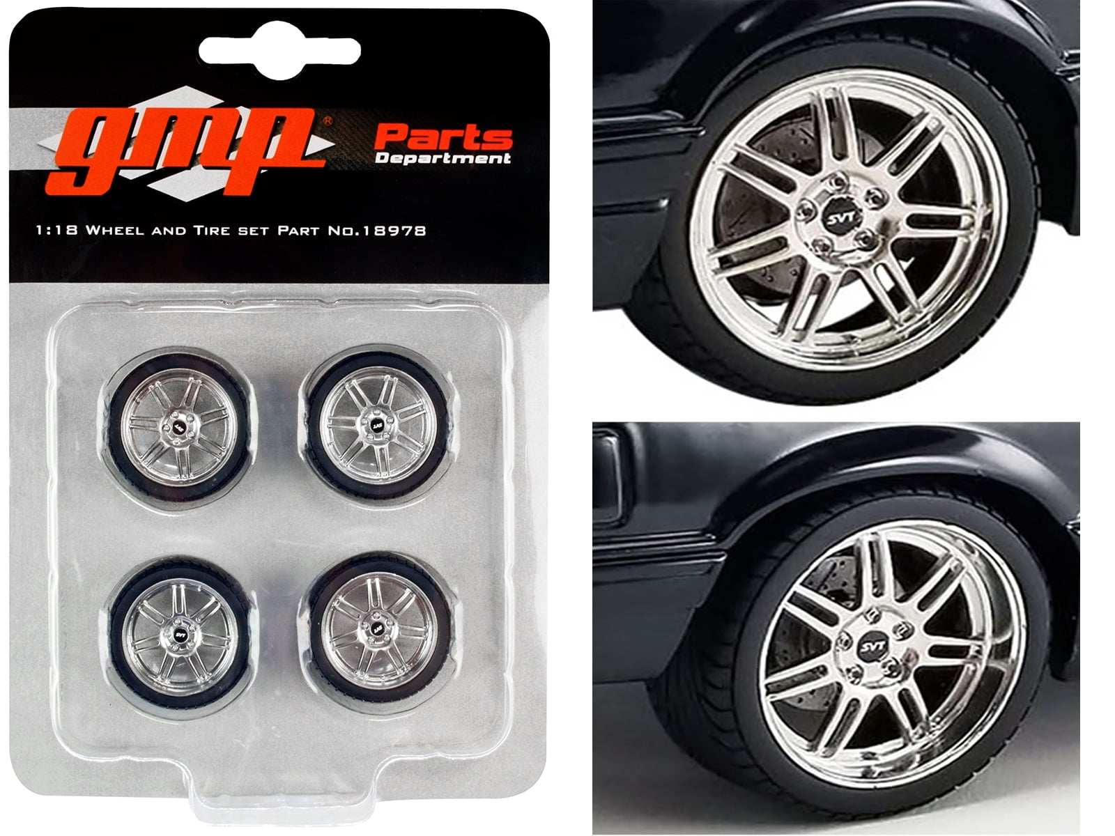 Picture of GMP 18978 Custom SVT 7-Spoke Wheel & Tire Set of 4 Pieces Custom 1 by 18 Scale Model for 1990 Ford Mustang 5.0