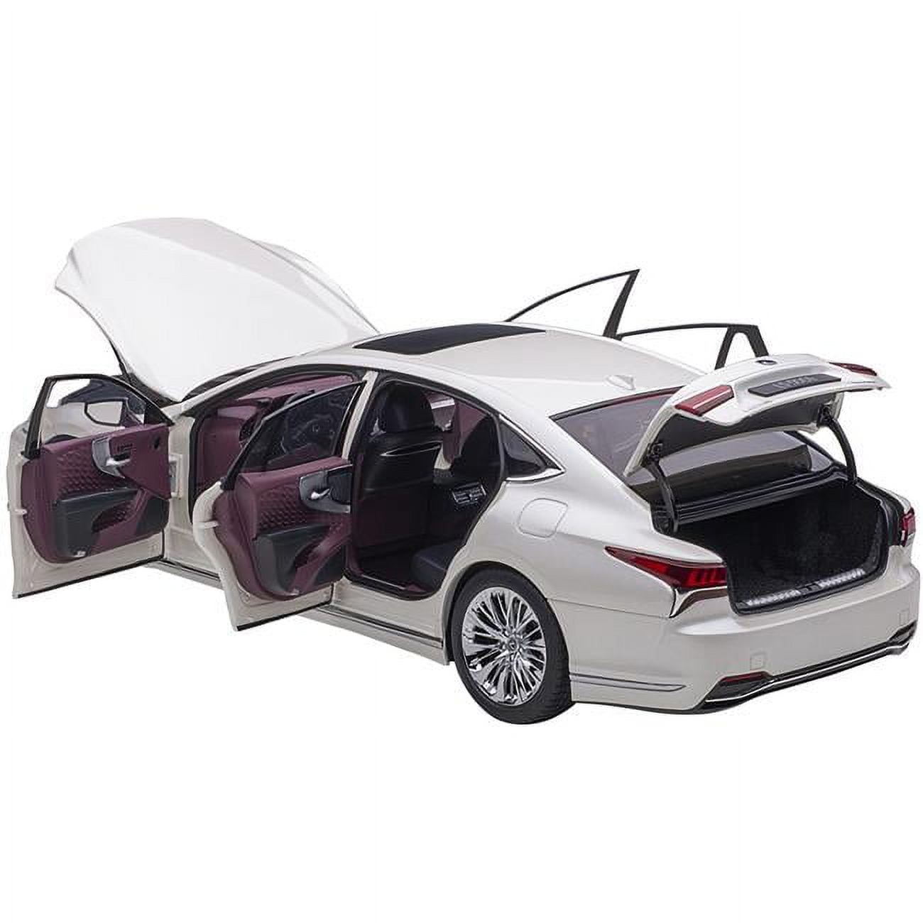 Sonic White Metallic with Crimson & Black Interior 1 by 18 Scale Model Car for Lexus LS500H