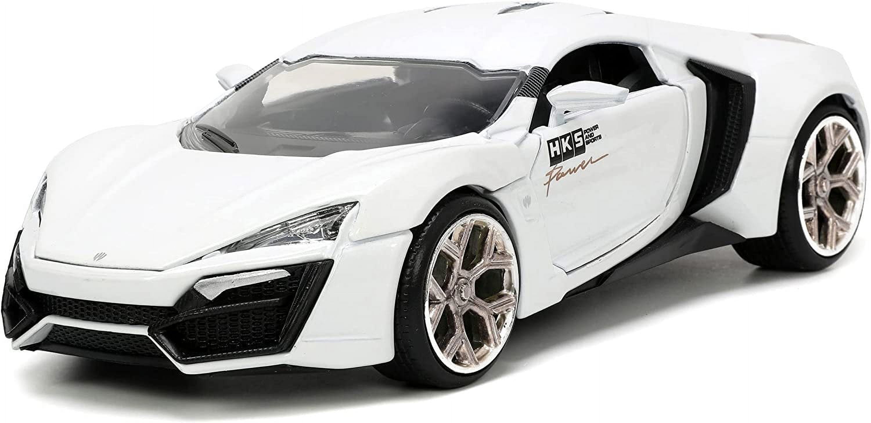 White with Bronze Metallic Rear Spoiler HKS Hyper-Spec Series 1 by 24 Scale Diecast Model Car for Lykan Hypersport
