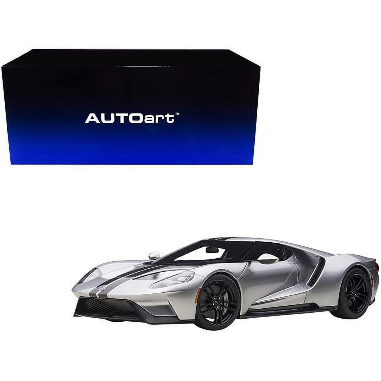 Picture of Autoart 12108 Ingot Silver Metallic with Black Stripes 1 by 12 Scale Model Car for 2017 Ford GT