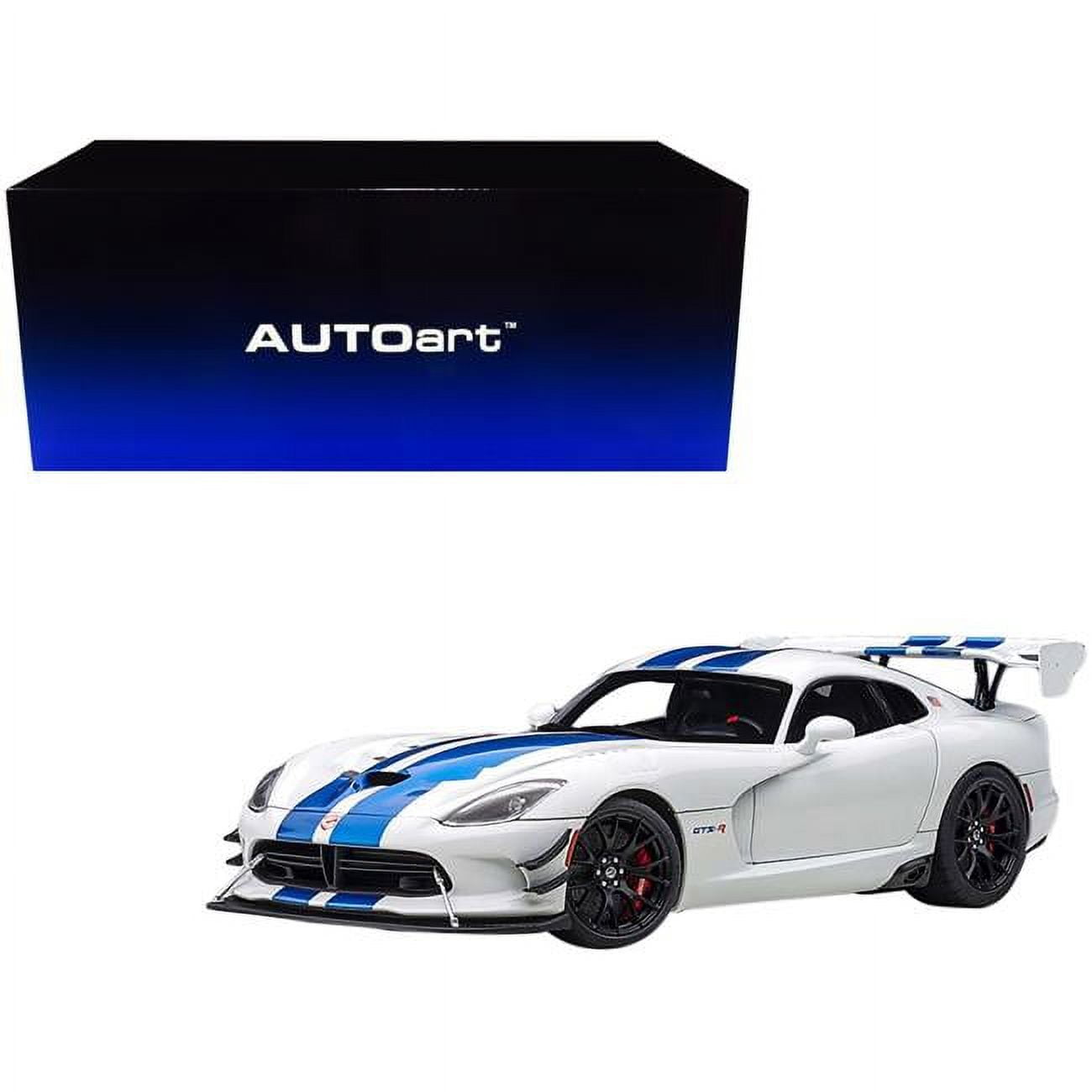 Picture of Autoart 71731 Pearl White with Blue Stripes 1 by 18 Scale Model Car for 2017 Dodge Viper GTS-R Commemorative Edition ACR