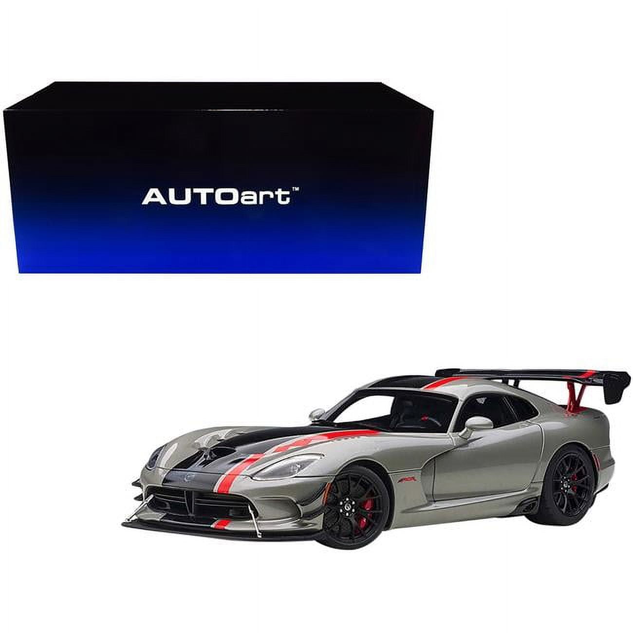 Picture of Autoart 71733 Billet Silver Metallic with Black & Red Stripes 1 by 18 Scale Model Car for 2017 Dodge Viper ACR