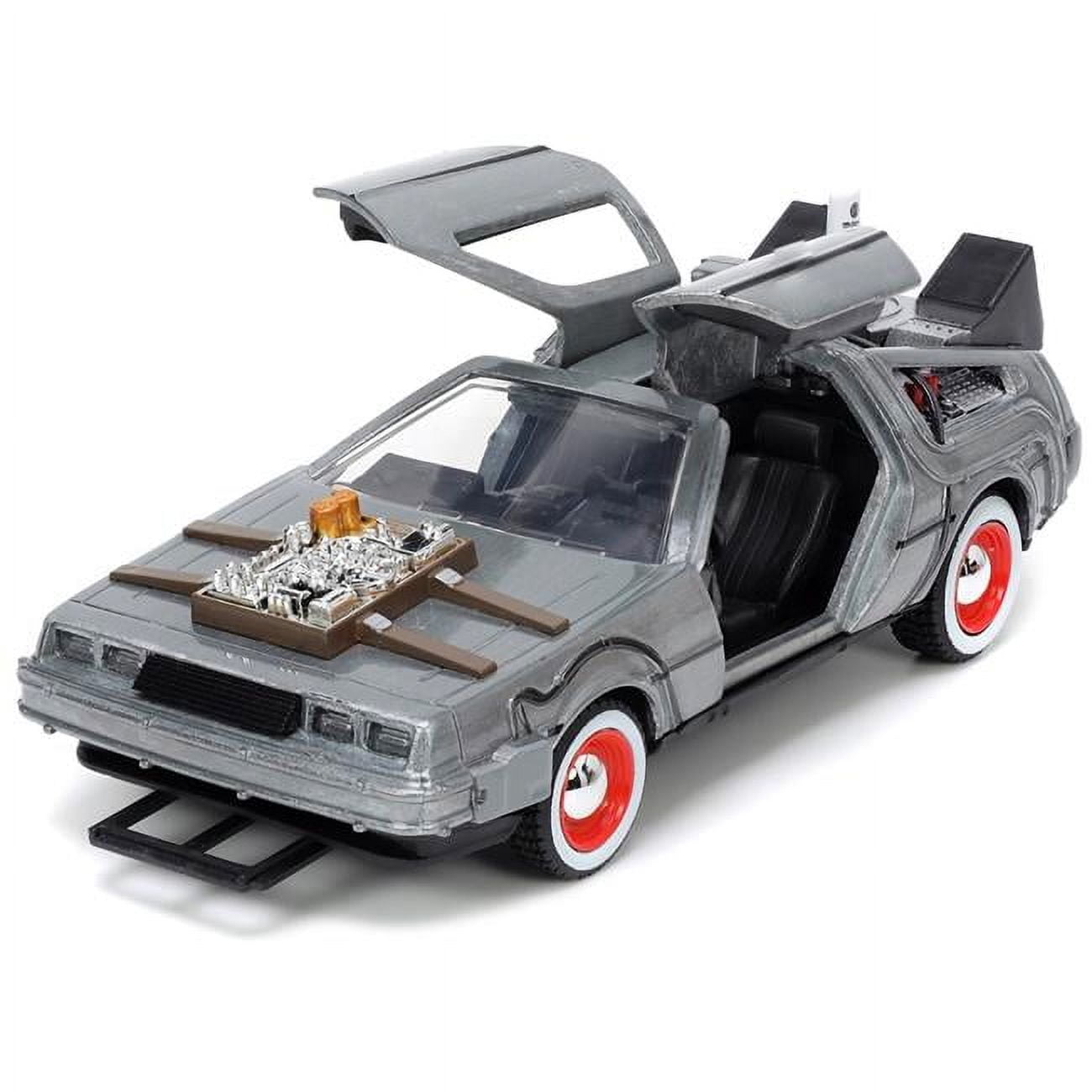 Brushed Metal Back to the Future Part III Movie Hollywood Rides Series 1 by 32 Scale Diecast Model Car for DeLorean DMC
